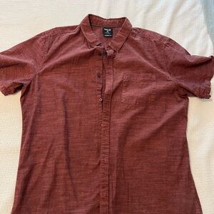 Express Men's Casual Burgundy Button Down Shirt